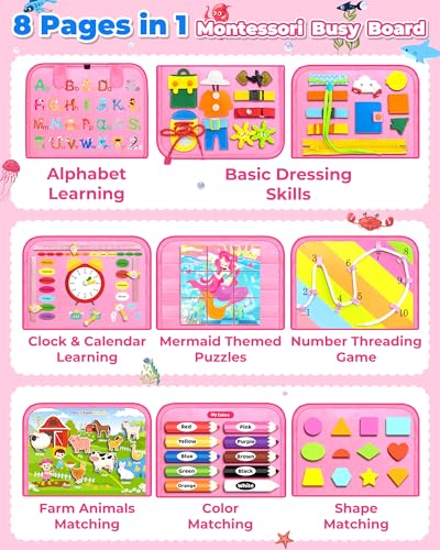 gojmzo busy board montessori toys for toddler girl birthday gifts busy book sensory toys for toddlers learning educational toddler travel activities