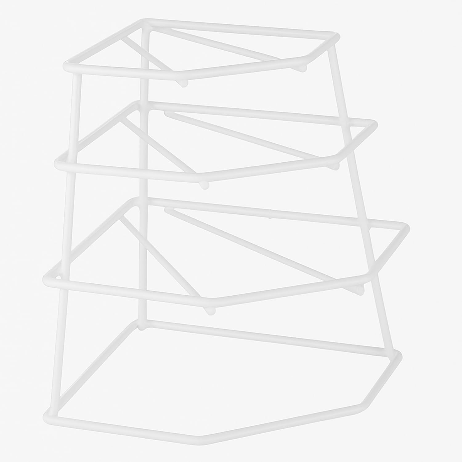 Thrink 4 Tier Corner Plate Rack Heavy Duty Kitchen Cupboard Storage Shelf Organiser Space Saving Dish Rack Stand for Plates Bowls Dishes Compact Countertop Cabinet Organiser (White)