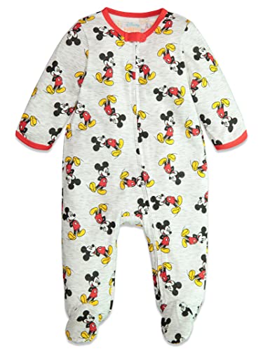 Disney Mickey Mouse Infant Baby Boys 2 Pack Long Sleeve Sleep N' Play Coveralls White/Grey 12 Months #TOP1