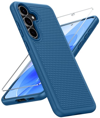 Image of FNTCASE for Samsung Galaxy S25 FE Case: Shockproof Protective Lightweight with Screen Protector Duty Rugged Cell Phone Cover Non Slip | Military Grade Drop Protection for S25FE(Blue, 6.7inches)