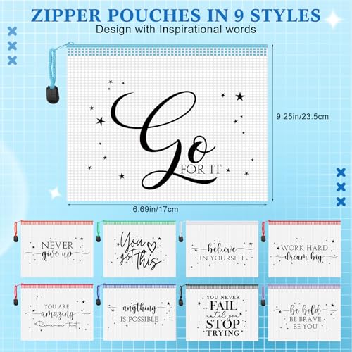 Image of Tenceur 18 Pcs Pencil Pouch Appreciation Gifts for Teacher Coworker Employee Staff Mesh Zipper Pencil Case Pouch Thank You Gifts for Back to School Office Supplies Co Worker Volunteer (Inspirational)