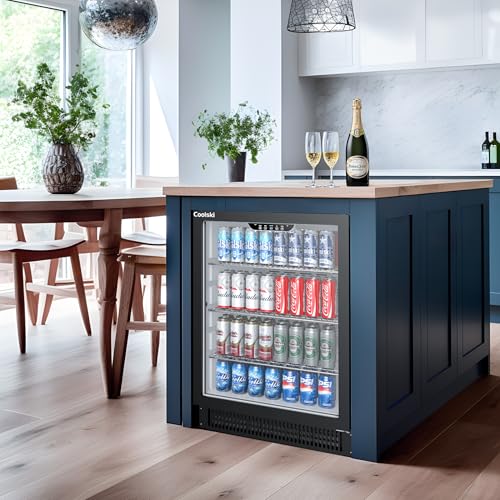 Image of Coolski Beverage Refrigerator, 24 Inch Under Counter Beverage Fridge, 180 Cans Built-In or Freestanding Beverage Cooler with Glass Door for Home Bar Kitchen, ETL, DOE, NSF Approved