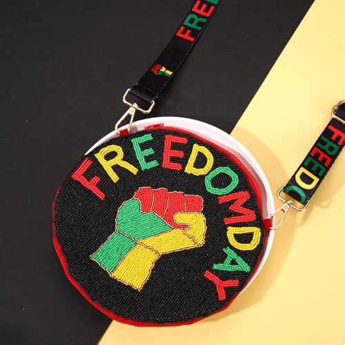 Image of Juneteenth Purse for Women Beaded Afro Freedom Crossbody Purse Shoulder Bag Black History Month African Outfit Gift
