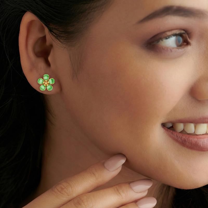 Image of Kisna 9 /14 /18 KT Florishine Yellow Gold Earring For Women