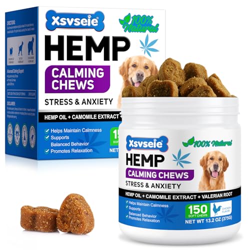 Hemp Calming Chews for Dogs,150PCS Calming Chew per Cani, Dog Calming Snacks, Promuovere Il Rilassamento, Ridurre Lo Stress, Ansia Tempesta, Naturale Sano - Odore di pollo