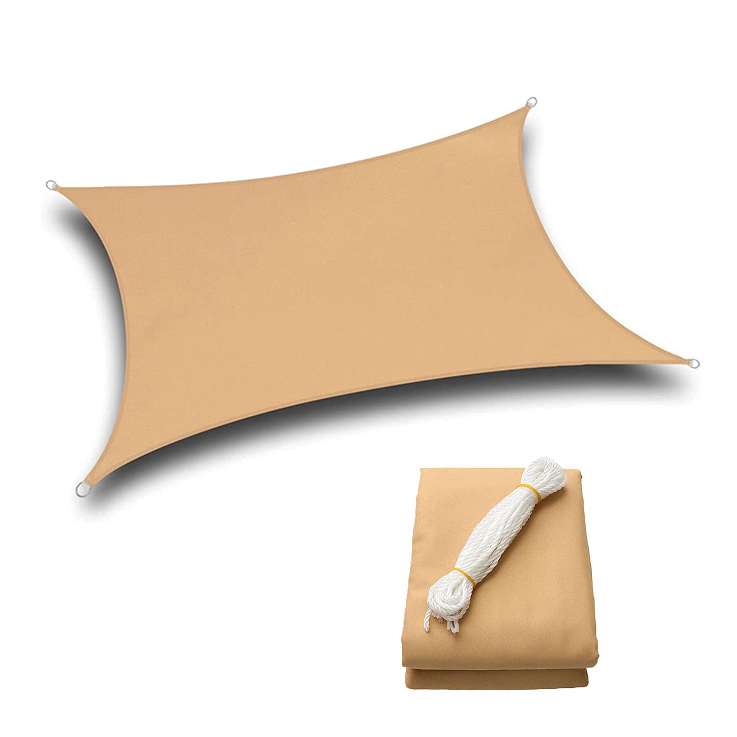 Tenda parasole impermeabile, rettangolare, protezione UV, baldacchino per giardino, patio, spiaggia e parcheggio, per feste all'aperto e estate, colore sabbia, 2 x 3 x 6 m