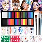 Janolia Gesichtsfarbe Kinderschminken Set, Rainbow Split Cake Palette, Bodypainting für Theaterschminke, Faschingsschminke Face Paint, Ideal Wasserbasis Kinderschminke Set für Halloween Karneval
