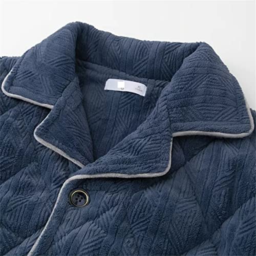 Pajamas Men's Winter Coral Fleece Padded Jacket Three-layer Thick Flannel Warm Plus Fleece Suit3