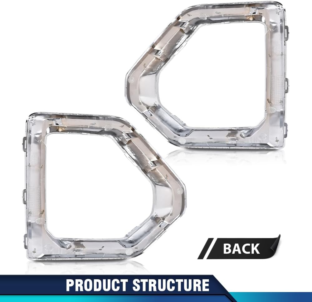 PIT66 Front Bumper Fog Light Bezel Compatible With GMC Sierra 2019-2021 Denali SLT AT4 (NOT FIT SLE, Base or Elevation Models) 84176753, 84176752, Fog Lamp Accessories Outer Cover Chrome Set
