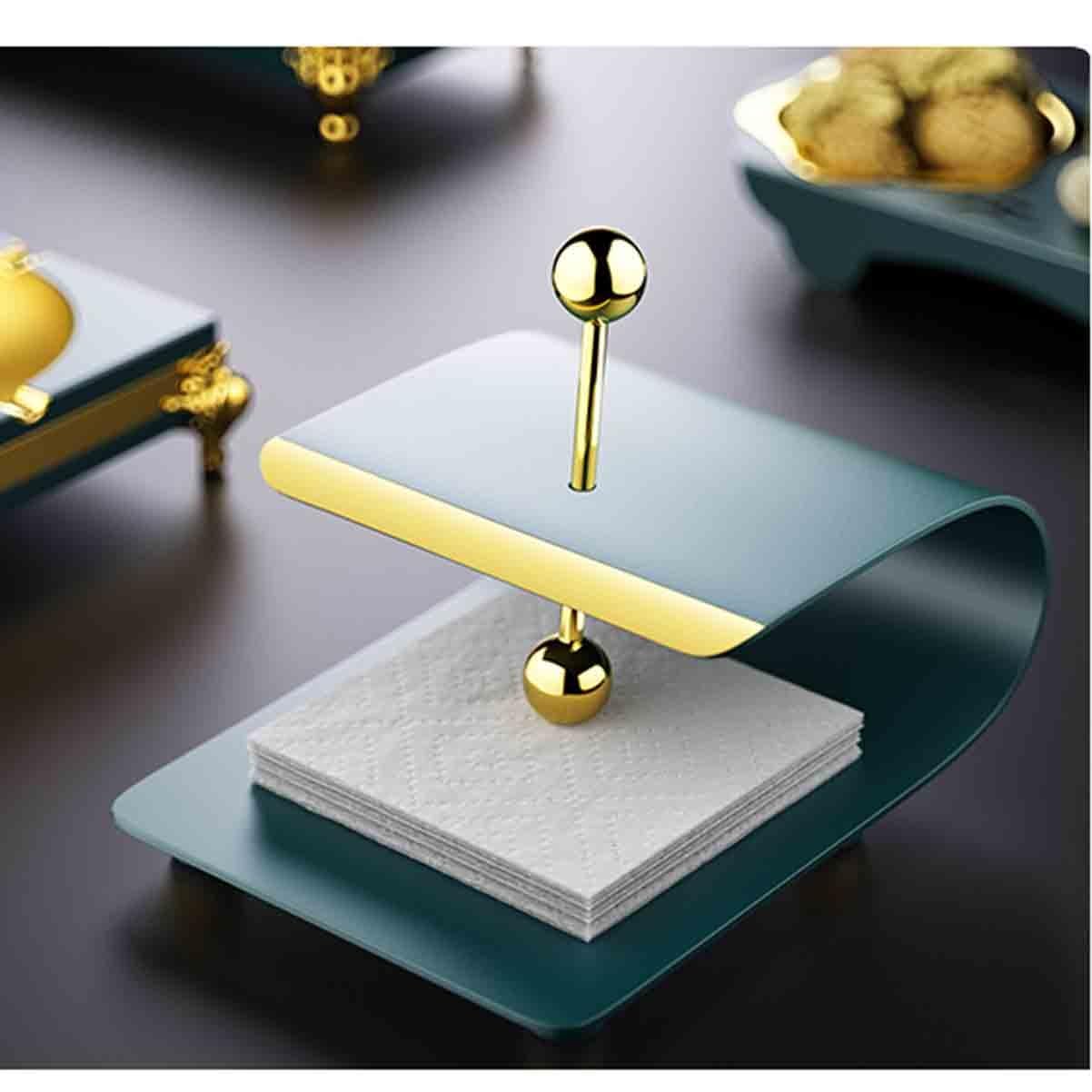 Distributeur de mouchoirs de Table en Acier Inoxydable, Distributeur de Serviettes sur Pied avec Couvercle relevable et Base antidérapante, Porte-essuie-Tout pour Restaurant, Bar,