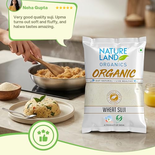 Image of Natureland Organics Wheat Suji /Sooji 500 Gm - Organic Sooji