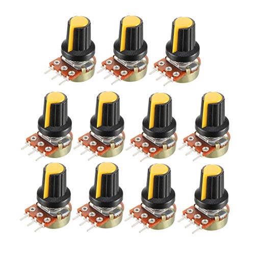 Uxcell 11Pcs 10K Ohm Variable Resistors Single Turn Rotary Carbon Film Taper Potentiometer With Knobs #TOP21