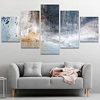 SIGNWIN 5 Panel Canvas Wall Art Abstract Canvas Art - Aged Wall Abstract Plants Illustrations Impressionism Modern Panoramic Relax/Calm Multicolor for Living Room, Bedroom, Office - 60