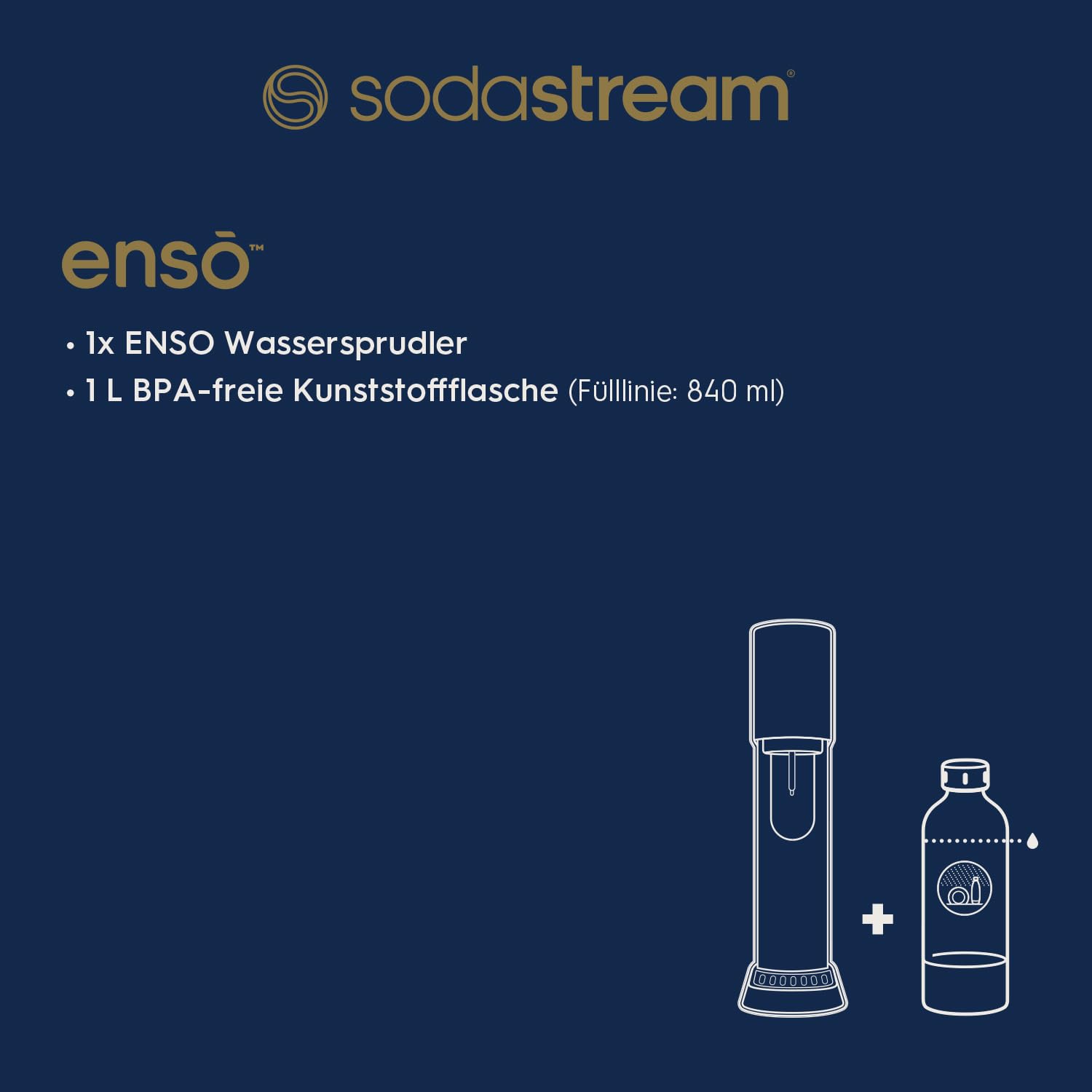 sodastream® enso™ Premium Wassersprudler | Edelstahl-Design von Naoto Fukasawa | inkl. 1 L BPA-freie Flasche | Einfaches CO2-Wechsel-System |Farbe: Silber