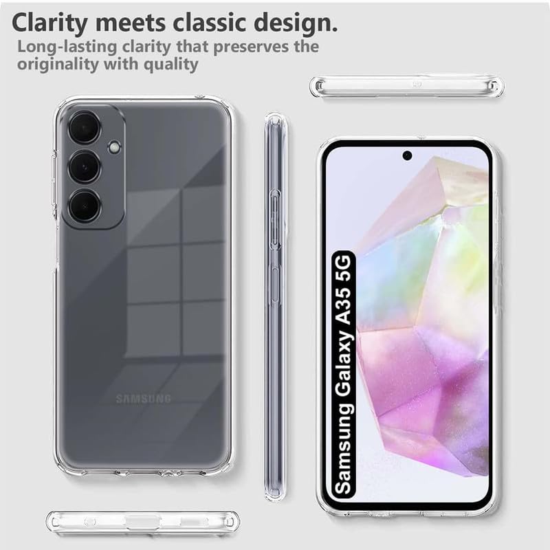 Image of Case Creation New Samsung A35 5G Premium Imported 0.3mm Crystal Clear Totu Silicone Transparent Flexible Soft Corner Protection with TPU Slim Back Case Color Cover for A35 5G