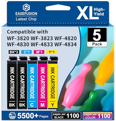 Image of Chip Remanufactured Ink Cartridges Replacement for Epson 822XL 822 XL Ink Cartridges Combo Pack High Capacity Ink Works with WorkForce Pro WF-3820, WF-3823, WF-4820, WF-4830, WF-4833 (5-Pack）