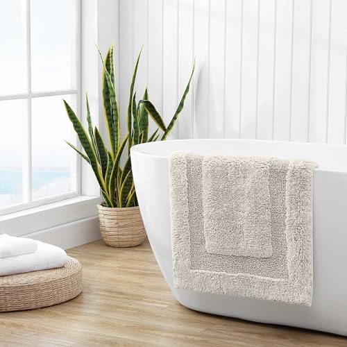 Tapis de bain hyper absorbant réversible en coton beige - 6