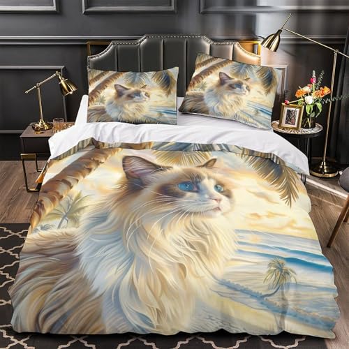 Parure de lit chat aux yeux bleus 140x200 microfibre
