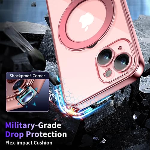 Image of Magnetic for iPhone 14 Case with Invisible Stand[Compatible with MagSafe][Full Camera Lens Protector][Military Drop Protection] Shockproof Not Yellowing Clear Slim Soft for Women Men