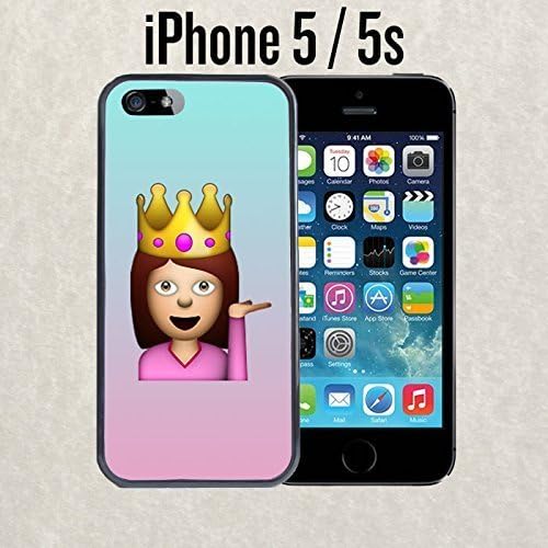 iPhone Case Cute Funny Queen Emoji for iPhone 5 / 5s Rubber Black (Ships from CA)