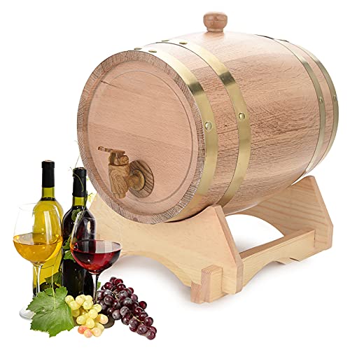 Cocoarm Barril de Vino de Madera de Roble Vintage 5L para Almacenamiento de Vino Fino Cerveza Whisky Ron Brandy Tequila