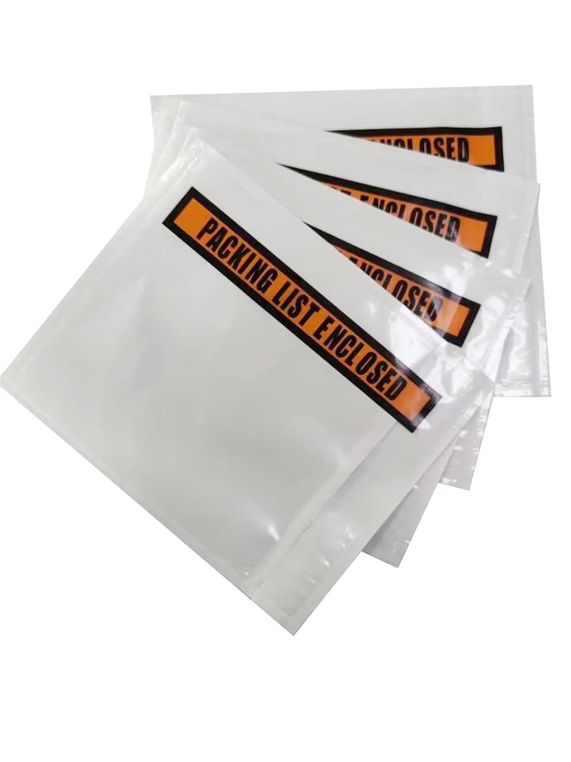 PSBM 256,000 Pieces 4.5 x 5.5 Inch Clear Packing List Enclosed Printing Pouch Envelope Bag for Invoice Packing Slip, Written in Orange/Black