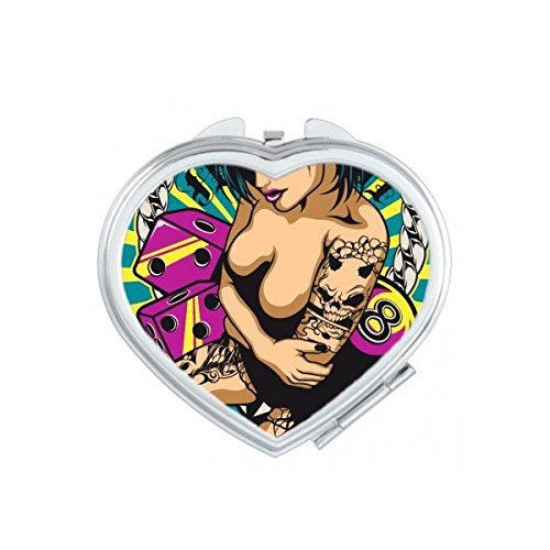 Miroir compact de poche mignon petit miroir main maquillage motif tattoo beauté fille