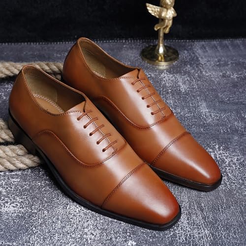 Image of LOUIS STITCH Men's Italian Leather Oxford Formal Shoes Handmade Lace Up Shoes for Men Officewear (LSEUOX)