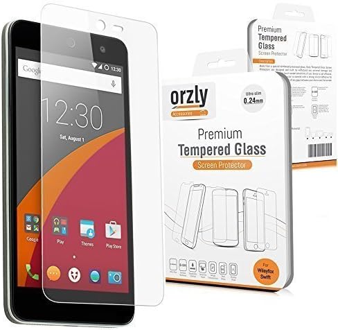 Orzly® - Premium Tempered Glass Screen Protector for WileyFox Swift Smartphone (Original 5" HD Screen Version / 16GB ROM Model - 2015) - 0.24mm Protective Oleophopbic Screen Guard - Transparent