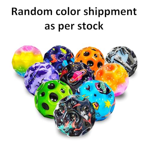 Image of Moon Ball High Bouncing with LED Light for Kids Adults Pets Easy Grip Sports Space Ball with Craters Indoor Outdoor Toy Helps in Hand Eye Coordination Stress Relief - Mix Color (Pack of 2)