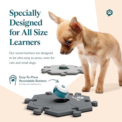 Image of FluentPet Speak Up! Get Started Kit with Clearer Upward-Facing Sound - 6 Recordable Buttons for Dogs & 3 Grey HexTiles | Dog & Cat Communication Buttons Set | with Batteries