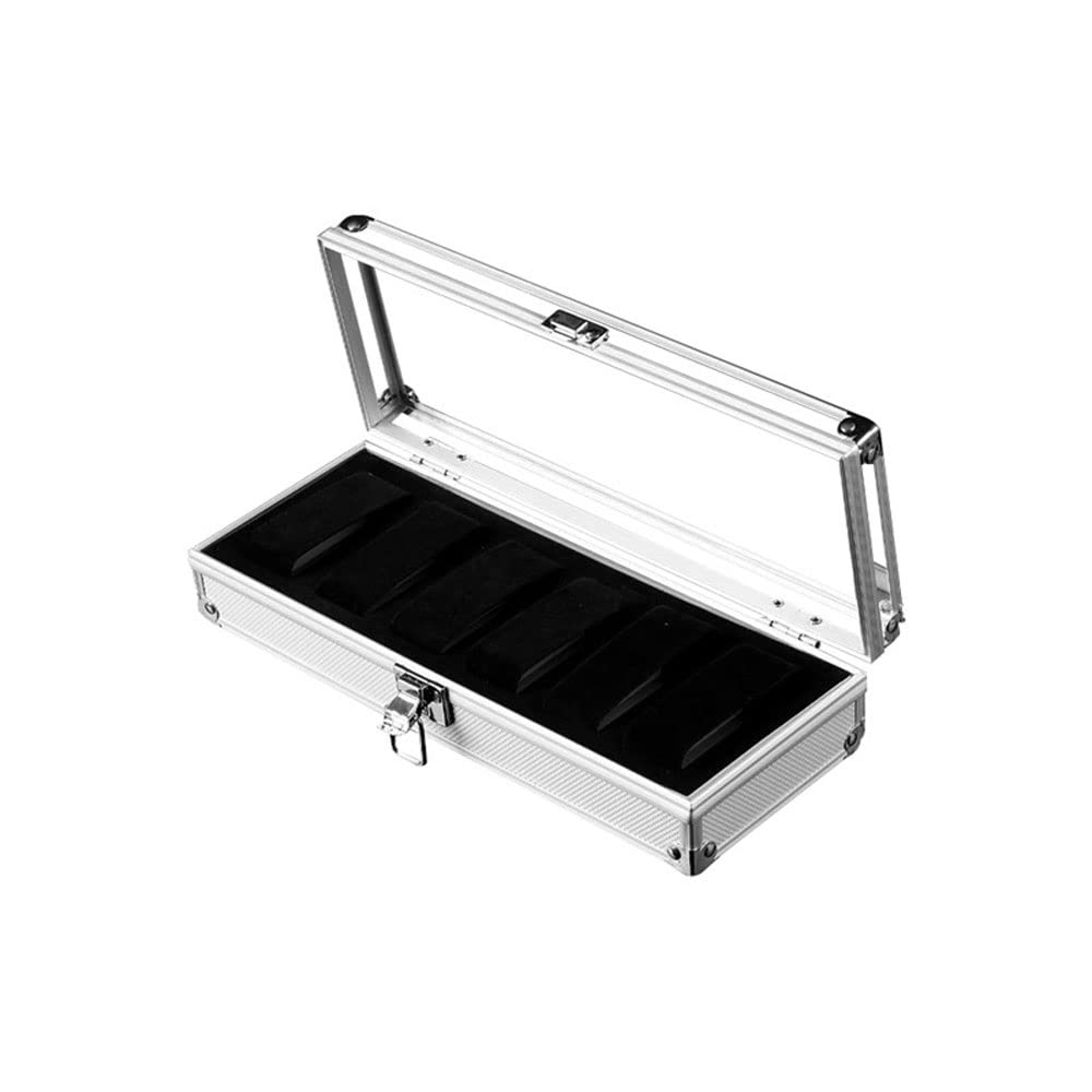 OZBMA 6 Grid Slots Jewelry Box Organizer Watches Aluminium Alloy Display Storage Case (B 1 pcs)