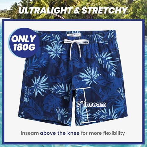 Image of maamgic Mens 7 inch Stretch Swim Trunks Quick Dry Mesh Lining Swimwear Bathing Suits