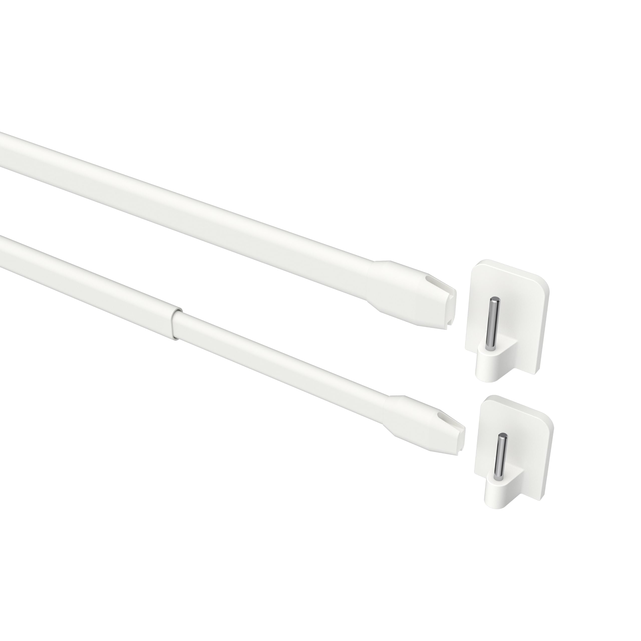 Interdeco Vitragestangen mit Klebehaken/Scheibenstangen Weiß (4 Stück), ausziehbar 80-140 cm