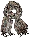 Plum Feathers Tapestry Ethnic Paisley Pattern Pashmina Scarf (Brown Tapestry)