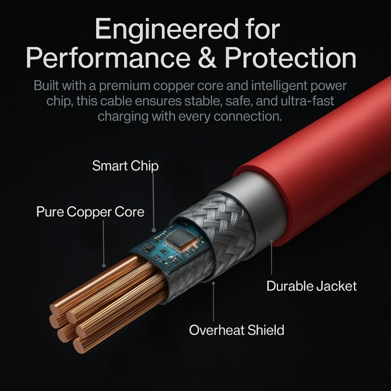 Image of XYKOS Oneplus Original 80W USB to Type C SuperVOOC Fast Charging Cable, Compatible with OnePlus 13 /13R /Nord CE4 /CE2 Lite 5G, High Speed Tangle Free Data Sync Power Cord for Fast Quick Charge, Red