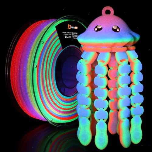 Image of LOVOON 3D Printer Filament Luminous Glow Rainbow PLA,Magic irradiative 3D PLA Filament 1.75mm, for Halloween and Christmas Decorations, Glow-Rainbow 6,1KG(2.2lbs) /Spool