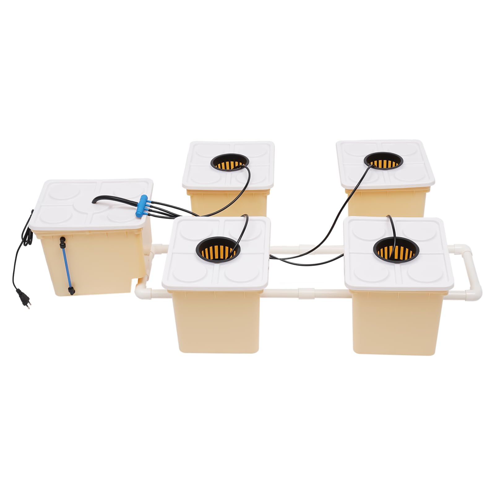 Kit hydroponique 5 seaux DWC avec pompe à eau et argile de gonflage, 11 l, kit complet pour culture, légumes, herbes et fleurs, kit de culture pour jardin, balcon et serre
