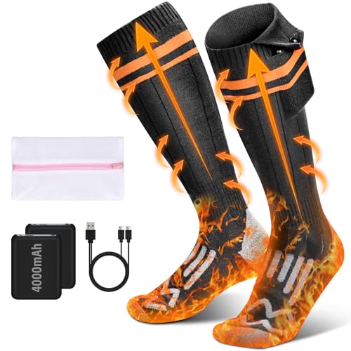 Naxup Beheizbare Socken, 4000mAh Wiederaufladbare Heizsocken mit 4 Temperaturen,...