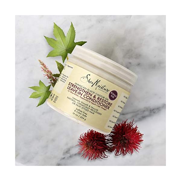 Shea-Moisture-Strengthen-Restore-Leave-In-Conditioner-16-Ounce-Pack-of-1 Shea Moisture Leave in Conditioner with Jamaican Black Castor Oil for Hair Growth, Strengthen & Restore, Vitamin E, Curly Hair Products Safe for use on Hair Color, 15 Oz