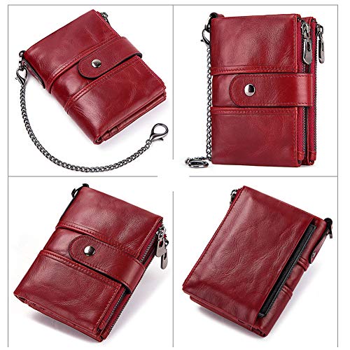 Image of boshiho Genuine Leather Bifold Chain Wallet for Men RFID Blocking