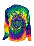 Tortuga Moon Tie Dye Sea Turtle Women's Long Sleeve Shirt (Rainbow, Medium)