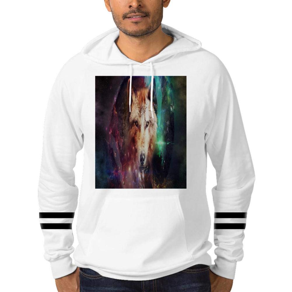Fantasy Starlight 3D Wolf Men's Personality Fun Long-Sleeved Hooded Sweatshirt Tops Pullover