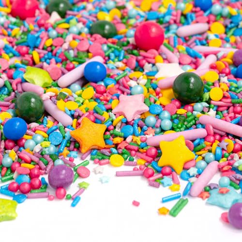 Super Streusel SternenRegen Zuckerstreusel Sterne essbar bunte Weltraum Tortendeko & Kuchendeko Schokokugeln Galaxy Streusel Mix (90g)