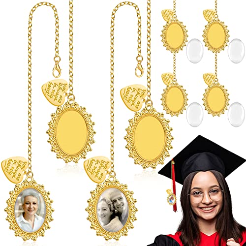 4 Pcs Gold Graduation Cap Photo Charms Class of 2026