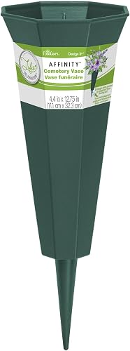 FloraCraft Affinity Plastic Cemetery Vase with Permanent Spike 4.4 inch x 12.75 inch Green