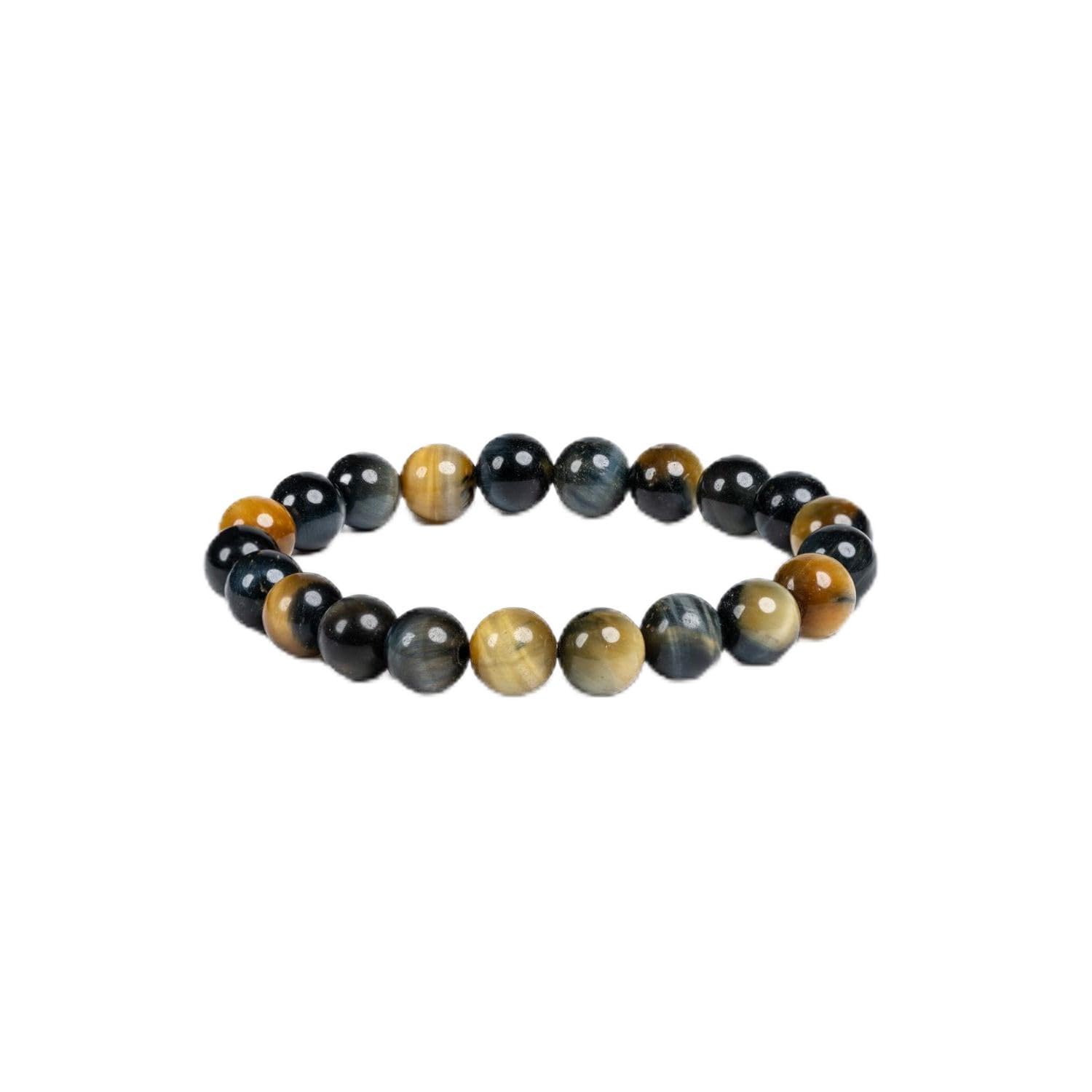 look and adorn - handmade with love LOOK AND ADORN Blue Gold Tigers Eye Beaded Bracelet for Unisex, 6 Inches-picture-13