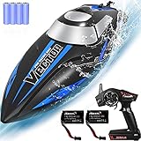 YEZI Remote Control Boat for Pools & Lakes,Udi001 Venom Fast RC Boat for Kids & Adults,Self Righting Remote Controlled Boat W/Extra Battery (Dark Blue)
