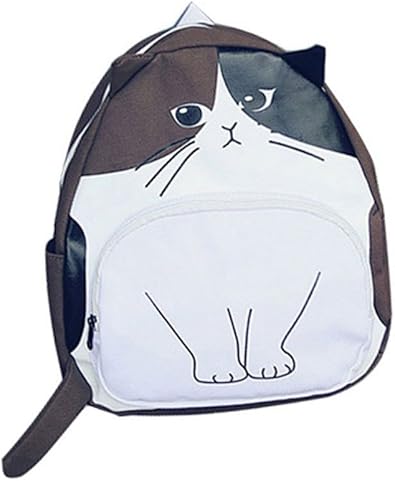 Amazon Asia Color レディース かわいい ネコ イラスト リュック デイパック 耳 しっぽ 付き マンガ 猫 リュックサック 通学 通勤 旅行 デイユース 4色展開 ブラウン Asia Color アジア カラー レディース