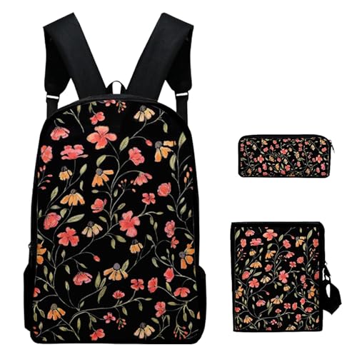 Samuliy Juego de mochila para niños, 3 piezas, mochila escolar para niñas, estuche escolar ajustable con bolsa de almuerzo para escuela, viajes, senderismo, Estilo 3, Refer to description